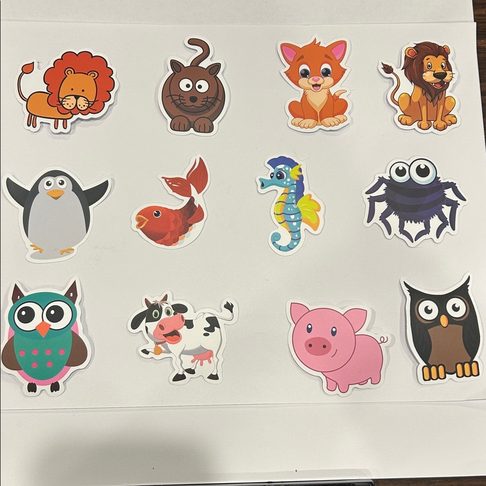 Cute Animal Stickers for Laptops or Water Bottles (Waterproof) - Set of 12